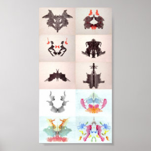 Rorschach Test Bläck blockerar alla 10 Tallrikar 1 Poster