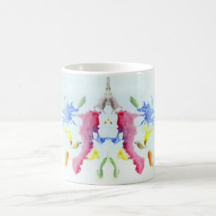 Rorschachen testar bläck som plumpar pläterar kaffemugg