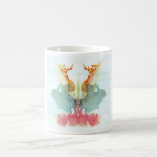 Rorschachen testar bläck som plumpar pläterar kaffemugg