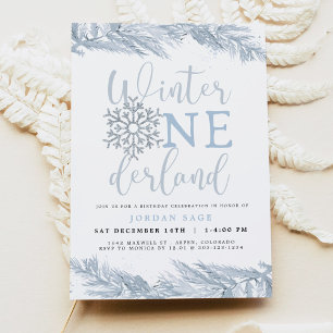RORY Blue Winter OnderLand Gräs 1:a födelsedag Inbjudningar