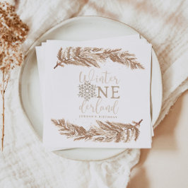 RORY Boho Beige Winter Wonderland First Birthday Pappersservett
