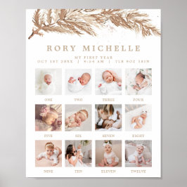 RORY Boho Beige Winter Wonderland Photo Milestone Poster