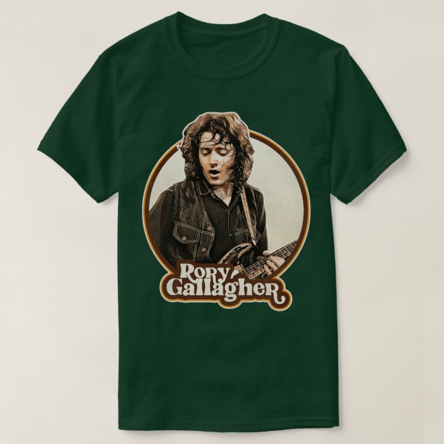 Rory Gallagher 70s Retro Sepia Tone T Shirt (Design framsida)