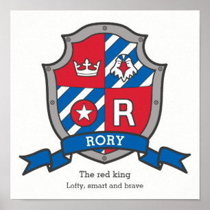 Rory pojknamn betydelse heraldik sköld affisch