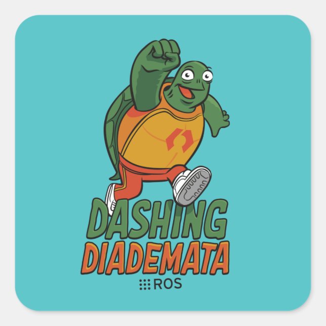 ROS 2 Dash Diademata Fyrkantigt Klistermärke (Framsida)
