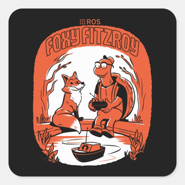 ROS 2 Foxy Fitzroy Fyrkantigt Klistermärke (Framsida)