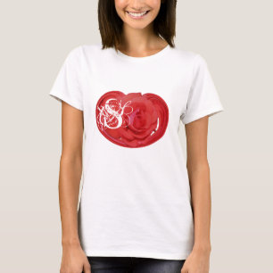 Ros Blommig Monogram Dina Initialer Personlig Tee Shirt