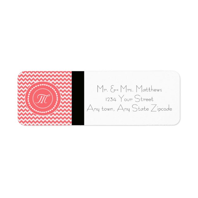 Ros Chevron-monogram Returadress Etikett (Framsidan)
