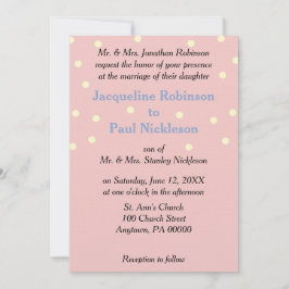 Ros Crème Prickiga Blå Bröllopsklänning Inbjudningar