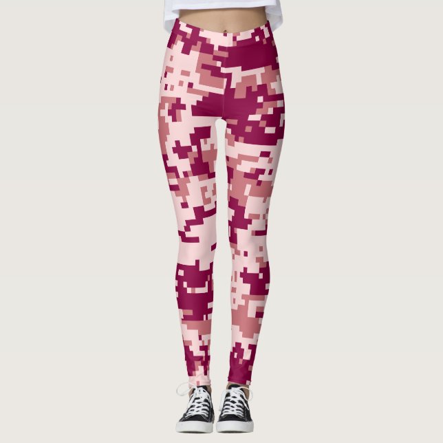 Ros Digital Camouflage Mönster Leggings (Framsida)