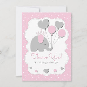 Ros Elefant Baby Shower Flicktema Tack Kort