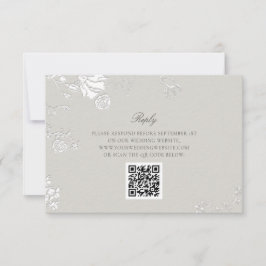 Ros Elfenben Sonett Formell Klassisk QR-kod Bröllo OSA Kort