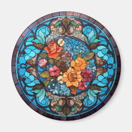 Ros Floral Fals Katedralglas Magnet
