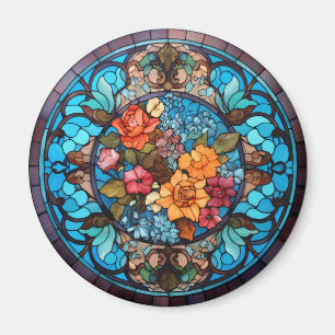 Ros Floral Fals Katedralglas Magnet