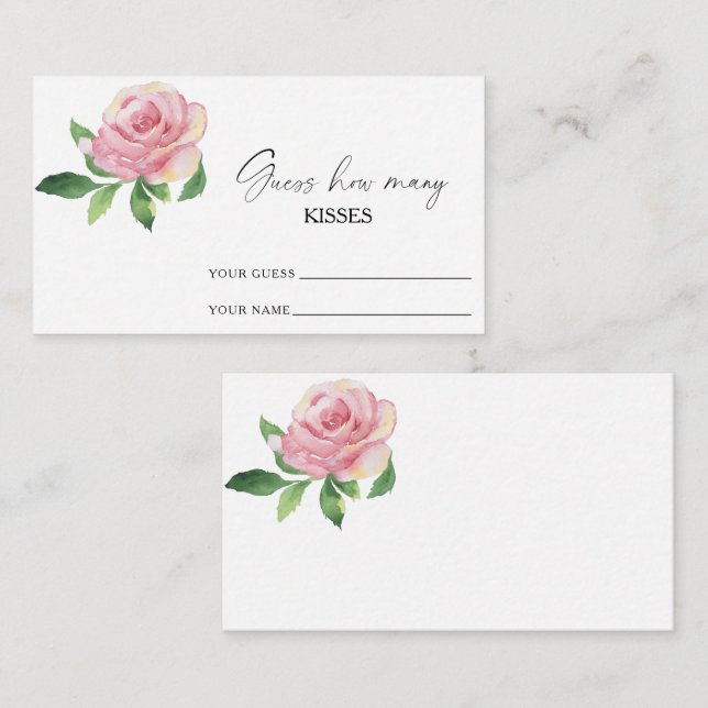 Ros - gissa hur många kyssar bröllopsspel tilläggskort (Fram/baksida)