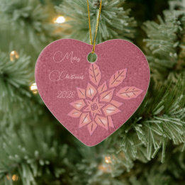 Ros halm och persika gradient poinsettia julgransprydnad keramik
