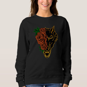 Ros Halv Varg Ansikte Estetisk Retro Nostalgi PÅ B T Shirt