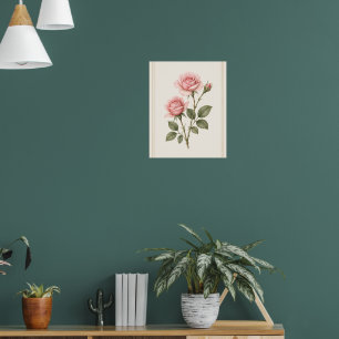 Ros konst, födelsedagsblomma för juni Väggkonsttry Poster