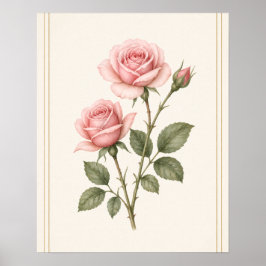 Ros konst, födelsedagsblomma för juni Väggkonsttry Poster