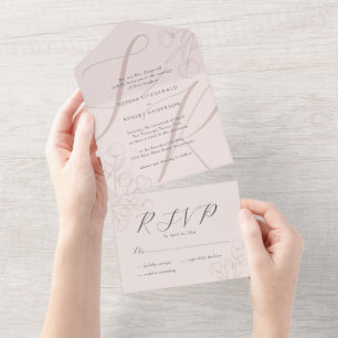 Ros Modern Minimalist Typografi Blommig Bröllop