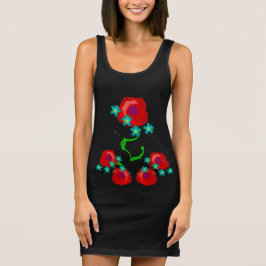 Ros och Baby Blue blommor Blommig utsmyckad LBD Tee Shirt
