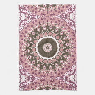 Ros och Choklad Mandala Mönster Blommig Geometri Kökshandduk