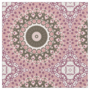 Ros och Choklad Mandala Mönster Blommig Geometri Tyg