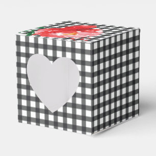 Ros på svart och vit gingham 2" presentaskar