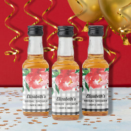 Ros på svart vit bröllopsfest Mini Spritflaskor Etikett
