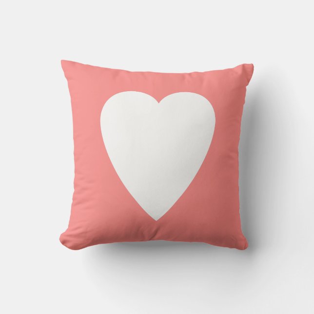 Ros Pastell & Vit Hjärtformad Design Kudde (Framsida)
