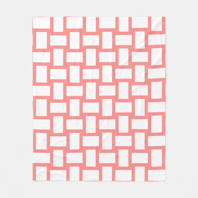 Ros Pastell & Vit Vävd Design Fleecefilt (Framsidan)