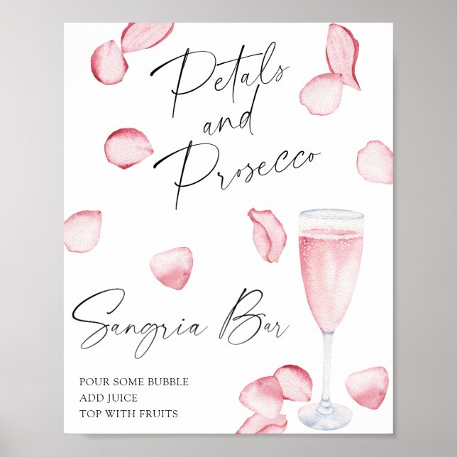 Ros prosecco bröllopsdusch - sangriabar poster (Framsidan)