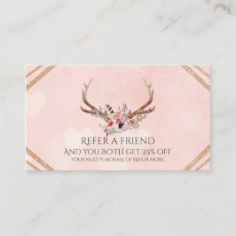 Ros Rodnad Rosa Blommig Antler Glam Referera en Vä Rabattkort