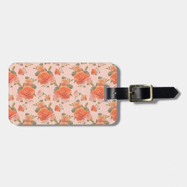 ros rosa orange blommönster bröllop vår bagagebricka (Horisontell Framsida)
