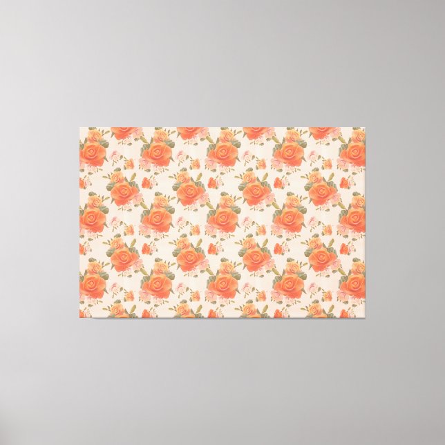 ros rosa orange blommönster bröllop vår canvastryck (Framsida)