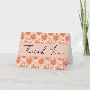 ros rosa orange blommönster bröllop vår tack kort