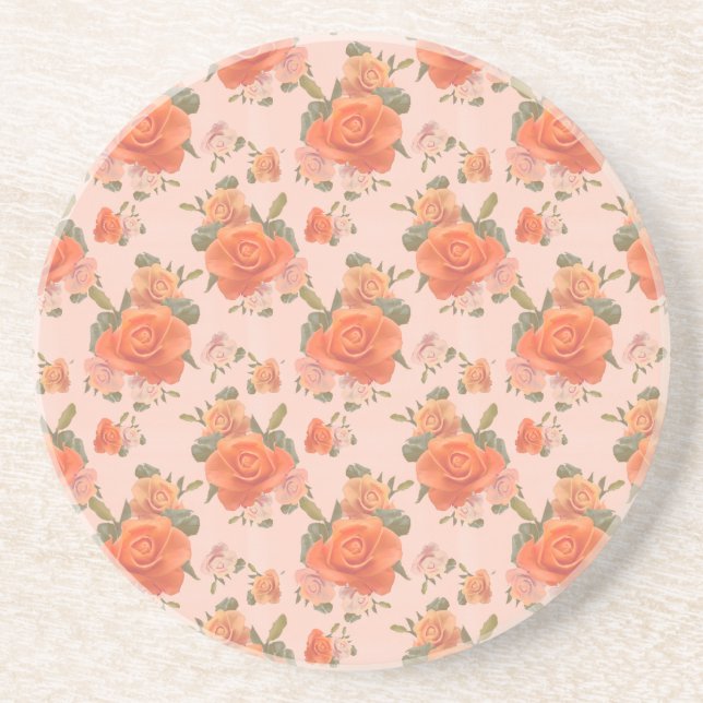 ros rosa orange blommönster bröllop vår underlägg (Framsidan)