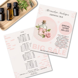 Ros väsentliga oljor akvarell Blommig Promo Flygblad