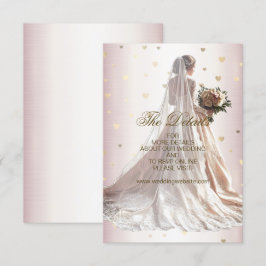 Ros vinterbröllop brud gyllene skinande hjärtan tilläggskort