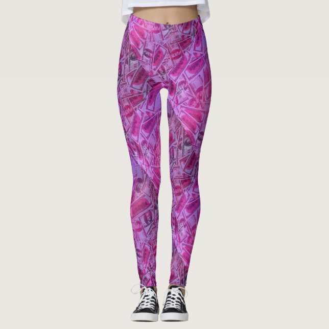 Rosa $100 Bills Leggings (Framsida)