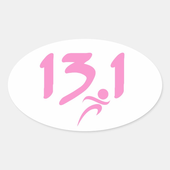 Rosa 13.1 halmmaraton ovalt klistermärke (Framsida)