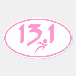 Rosa 13.1 halmmaraton ovalt klistermärke
