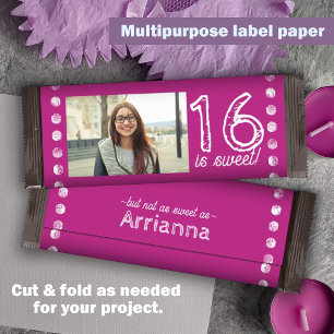 Rosa 16-årsdag godispappersomslag