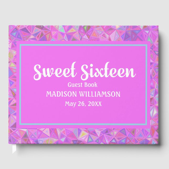 Rosa 16 Personlig Gäst Bok Geometric (Framsida)