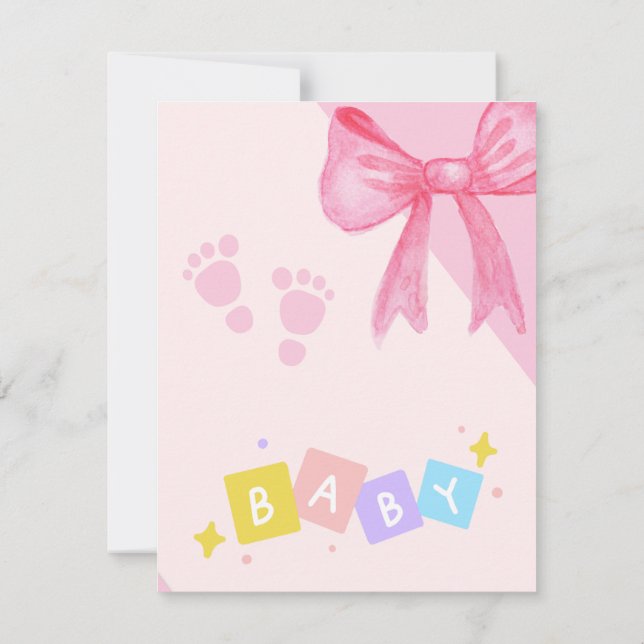 rosa 1-års inbjudan (Baksida)