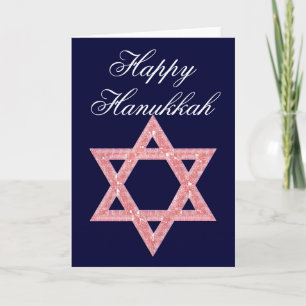 Rosa 1 Juvelprydd Stjärna av David Hanukkah-kort Helgkort