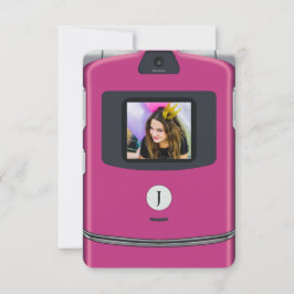 Rosa 2000-tals Flip-telefon Födelsedag Inbjudningar