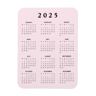 Rosa 2025 Månadskalender Magnet