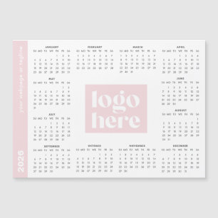Rosa 2026 Företagets logotyp Magnetisk kalender