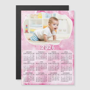 Rosa 2026 Magnetic Calendar Anpassningsbar Photo